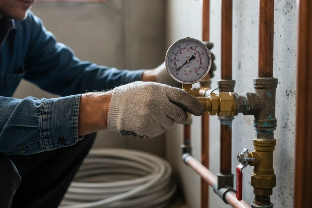 Pressure testing a repaired line during Water Line Repair in Bird In Hand
